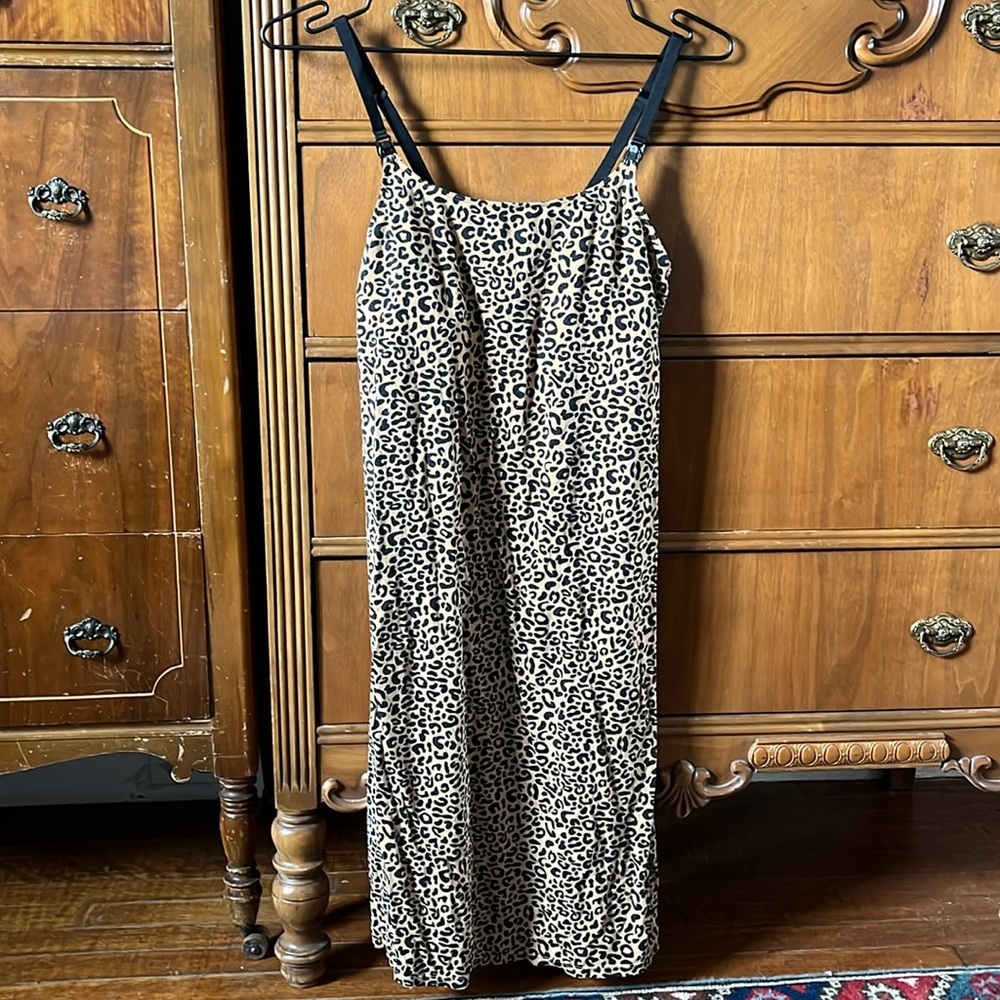 STORQ Sleep Etc. Nursing Nightgown Dress Maternity Leopard print Size 2 Small